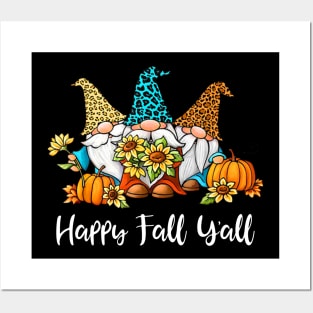 Happy Fall Y'all Gnomes T-shirt Posters and Art